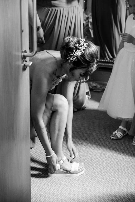 bridal preps black and white photo