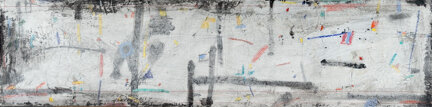  Akebono; Acrylic, Pastel and Rice Paper on Wood Panel 12x48” 2019 