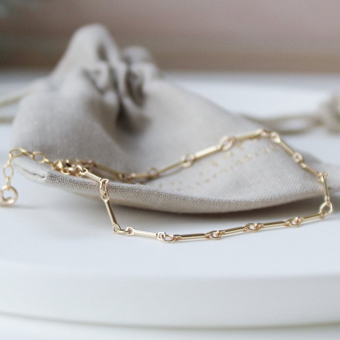 Gold filled bar link chain bracelet — carolyn clare