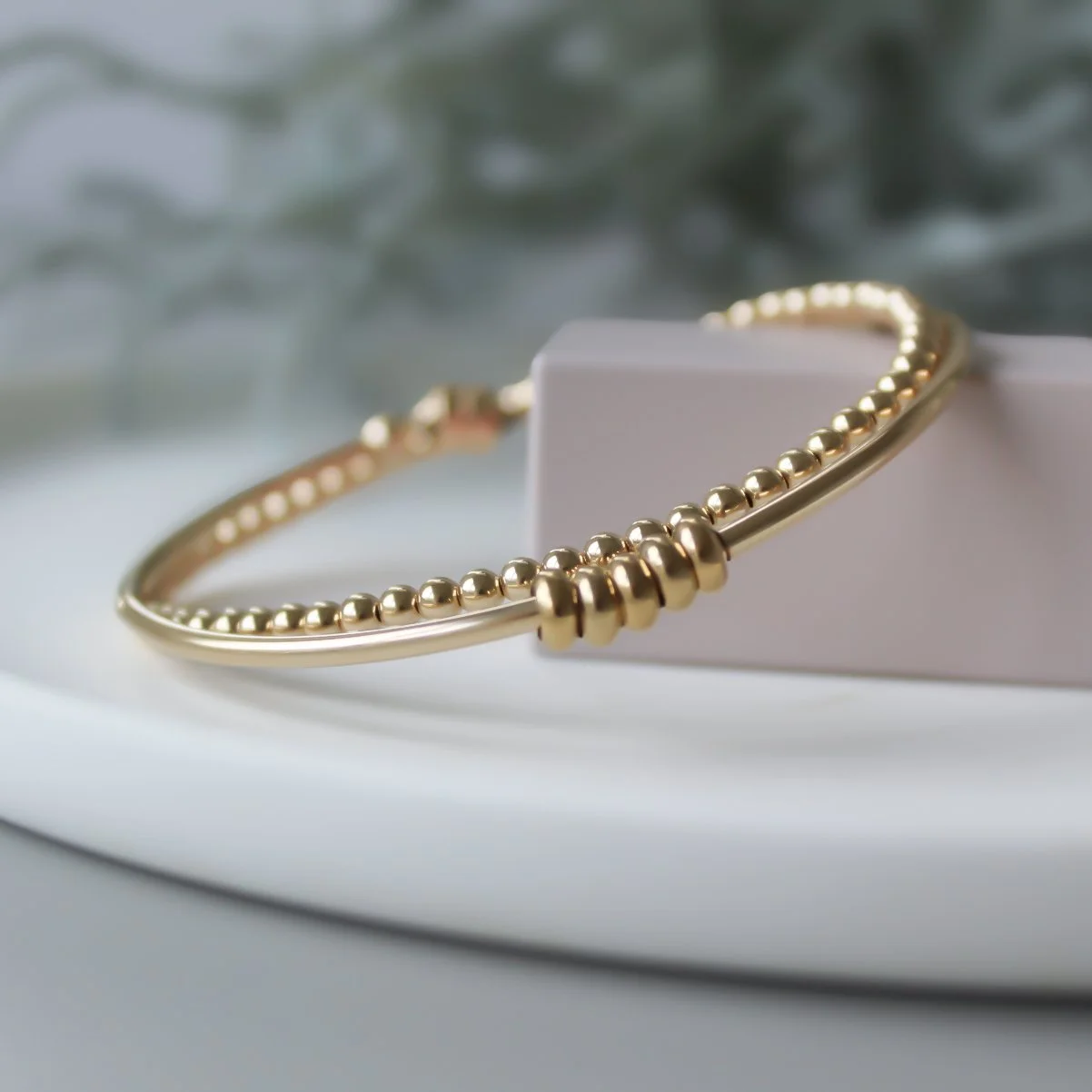 Gold filled double wrap sentiment bracelet with 1,2,3,4 or 5 rings
