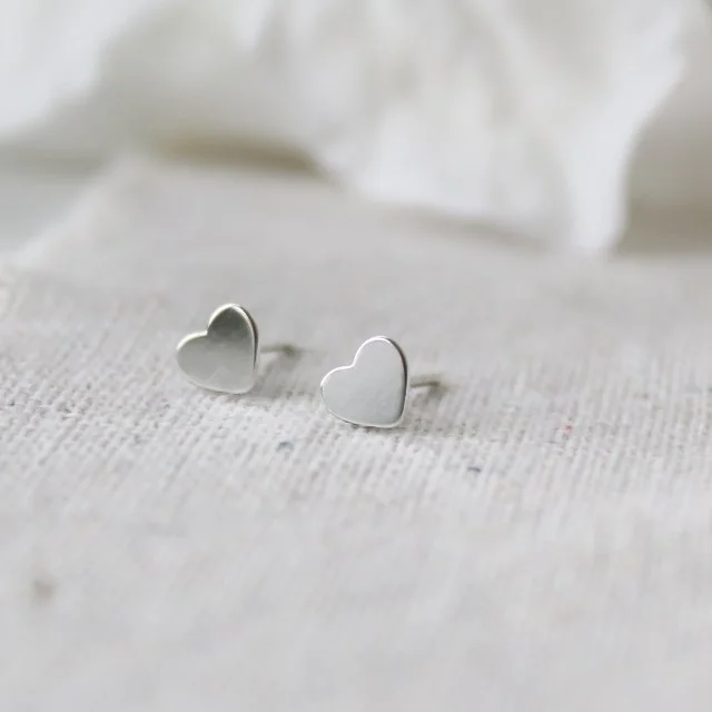 Silver heart stud earrings