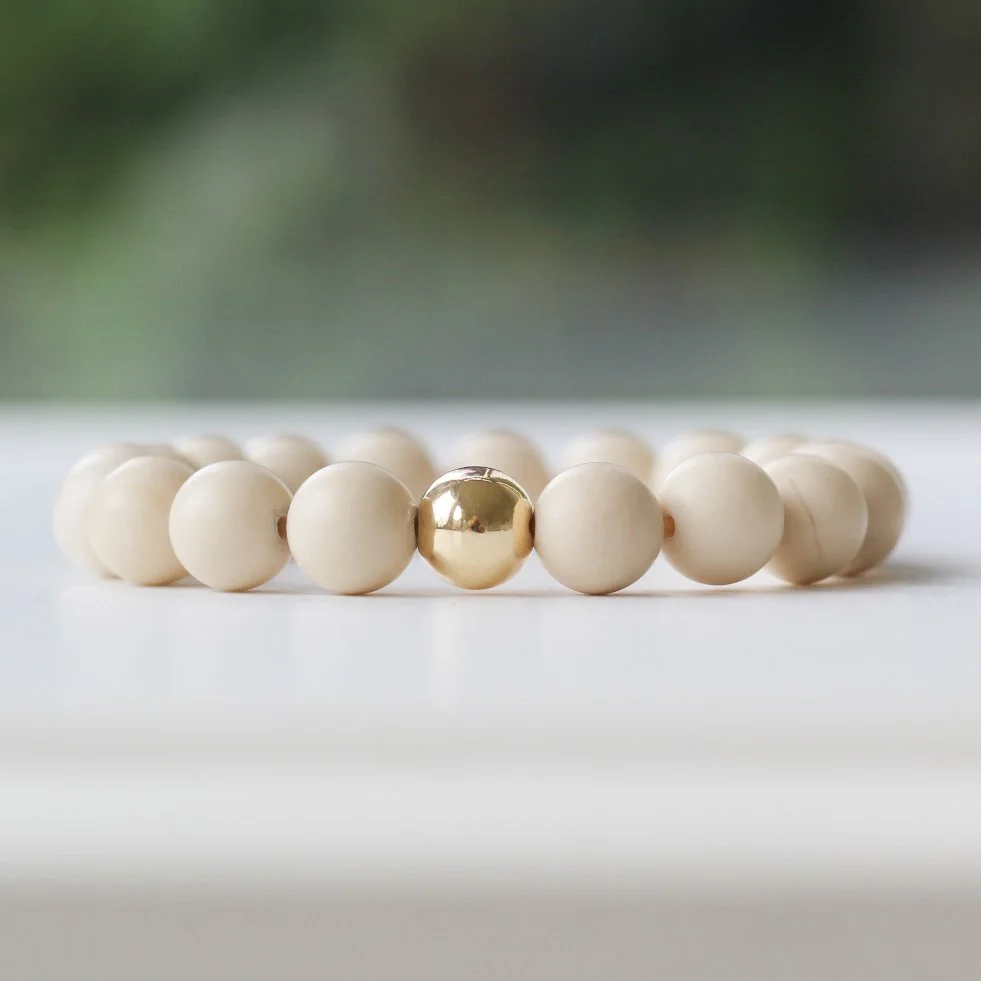 River Stone and gold filled chunky Summer bracelet