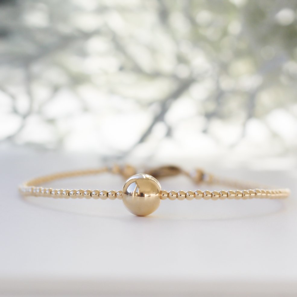 Gold filled dainty bracelet with large ball
