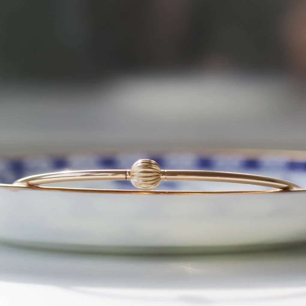 Gold filled fluted ball bracelet