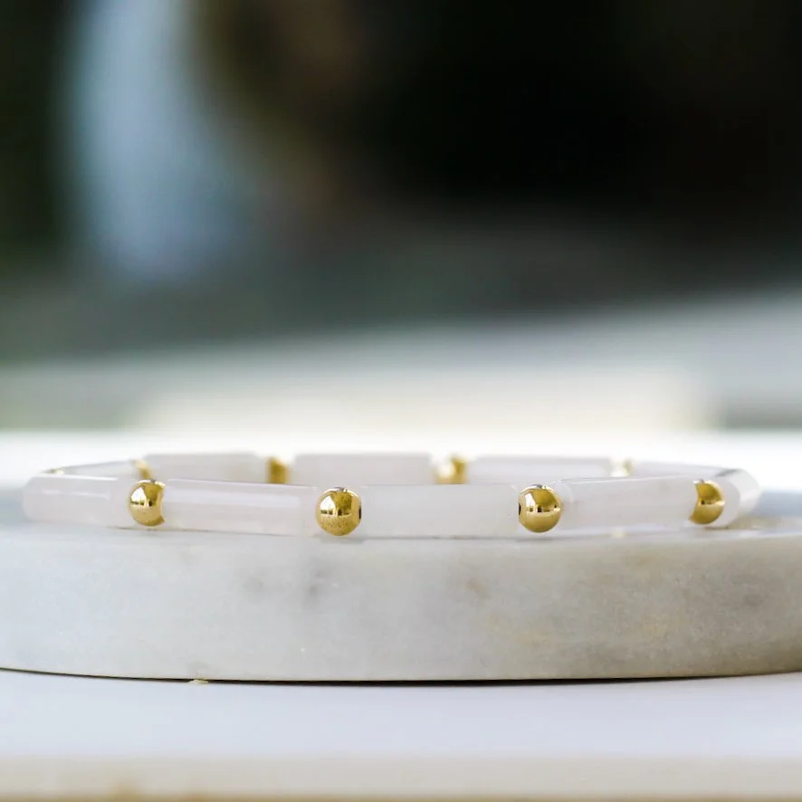 Gold filled and Rose Quartz stacking bracelet