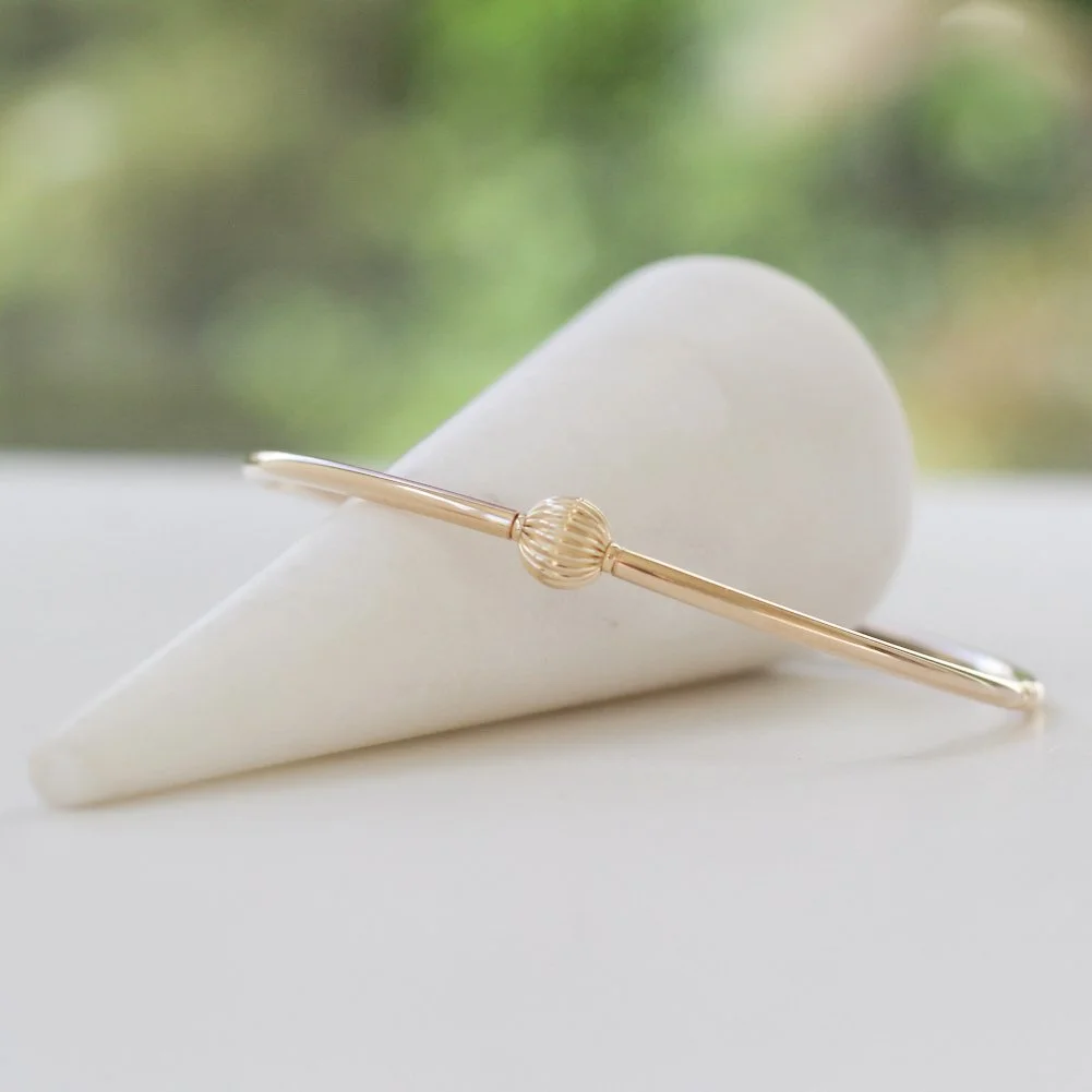 Gold filled fluted ball bracelet