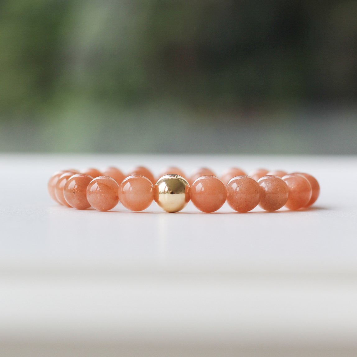 Peach Moonstone and gold filled Summer chunky bracelet