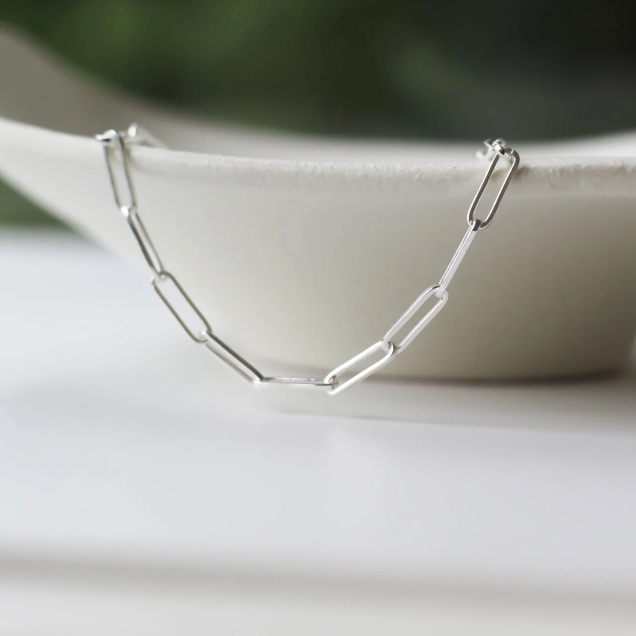 Silver paper clip bracelet
