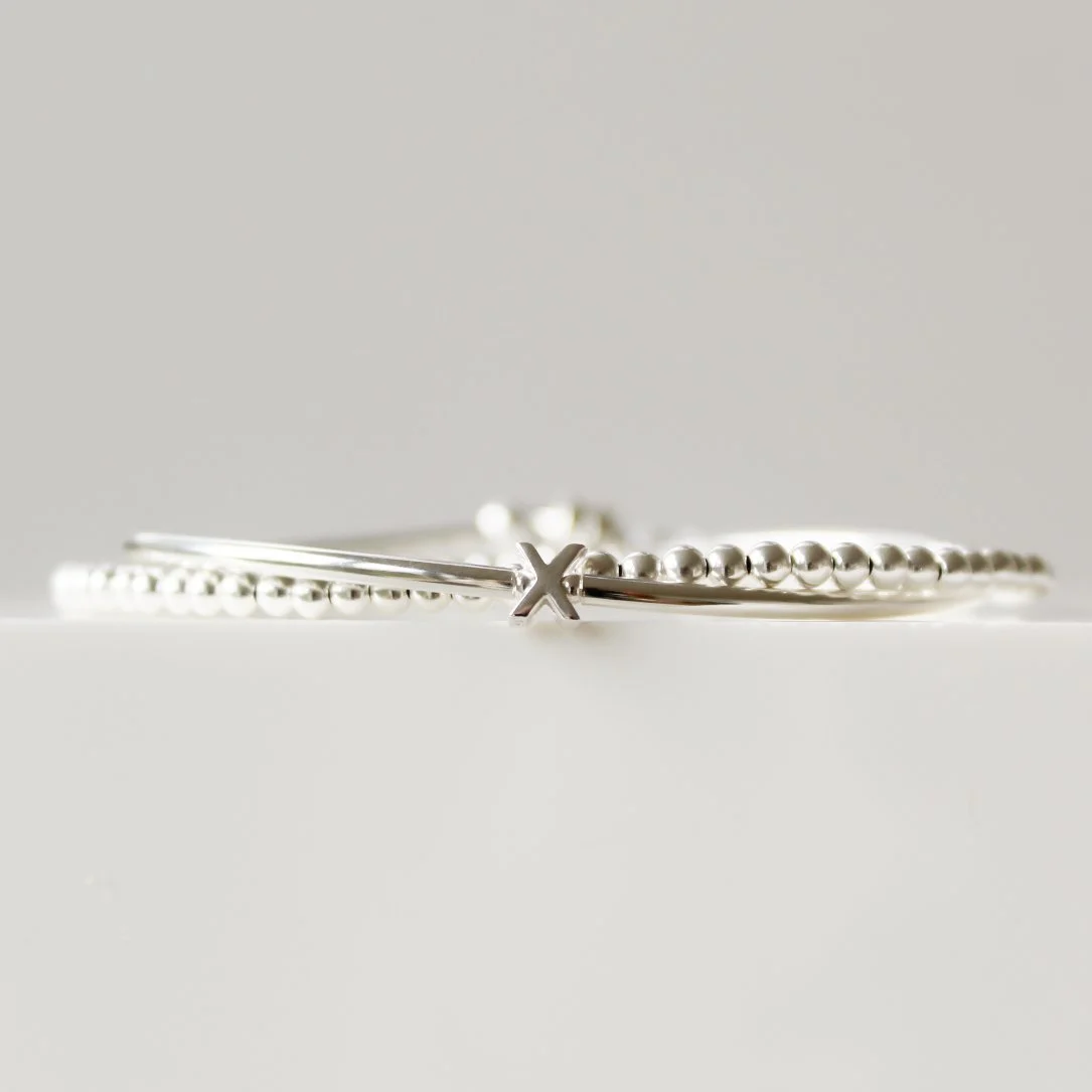 Silver double wrap 'X' bracelet