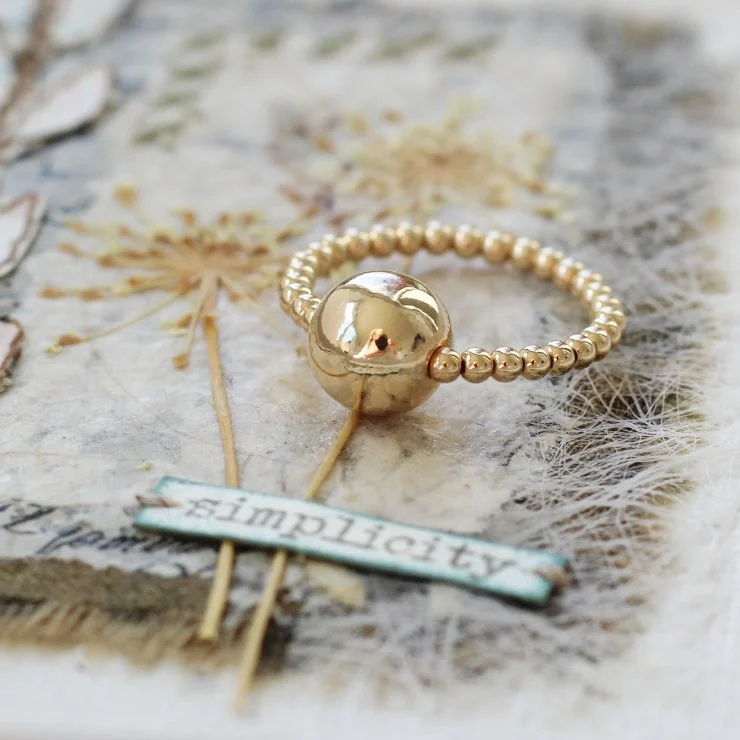 Gold filled dainty ring with large gold ball