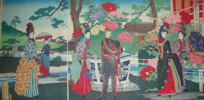 Royal Family Watching the Bloom of Peonies