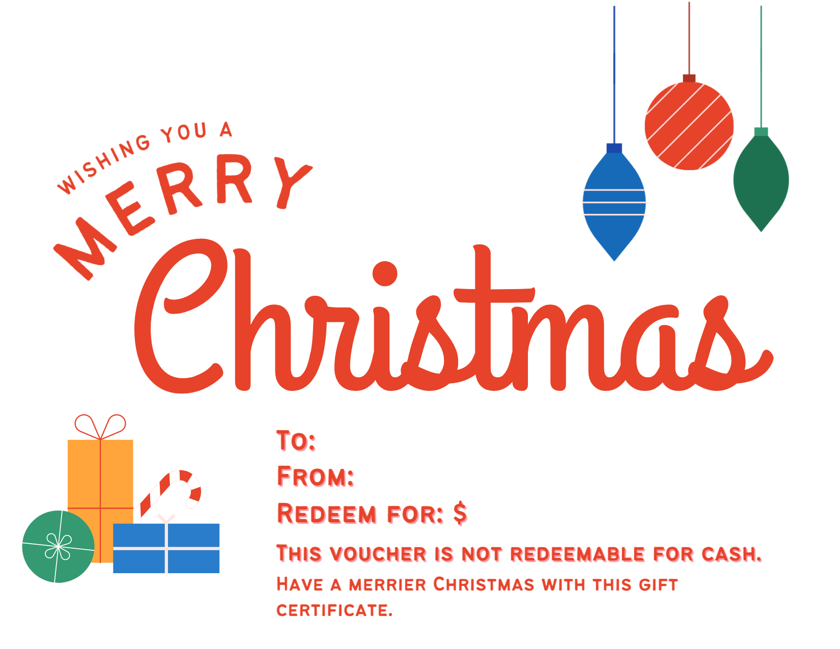 Merry Christmas Gift Card $100