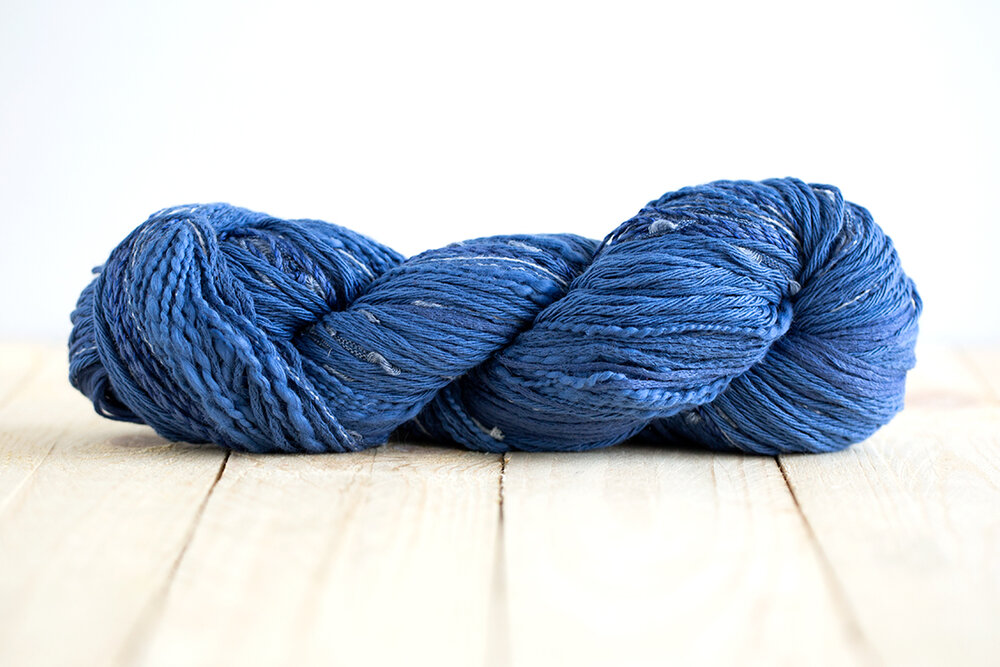 Feza Alp Natural yarn 230 yds cotton silk linen viscose blend blue purple 