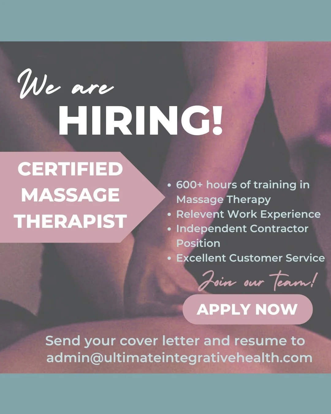 Lauren is currently practicing in Eden Prairie, MN inside of the Ultimate Health Chiropractic clinic Tuesdays - Fridays and some Mondays &amp; Saturdays. Massage therapy services range from 30 minutes to up to 120 minutes and are by appointment only.