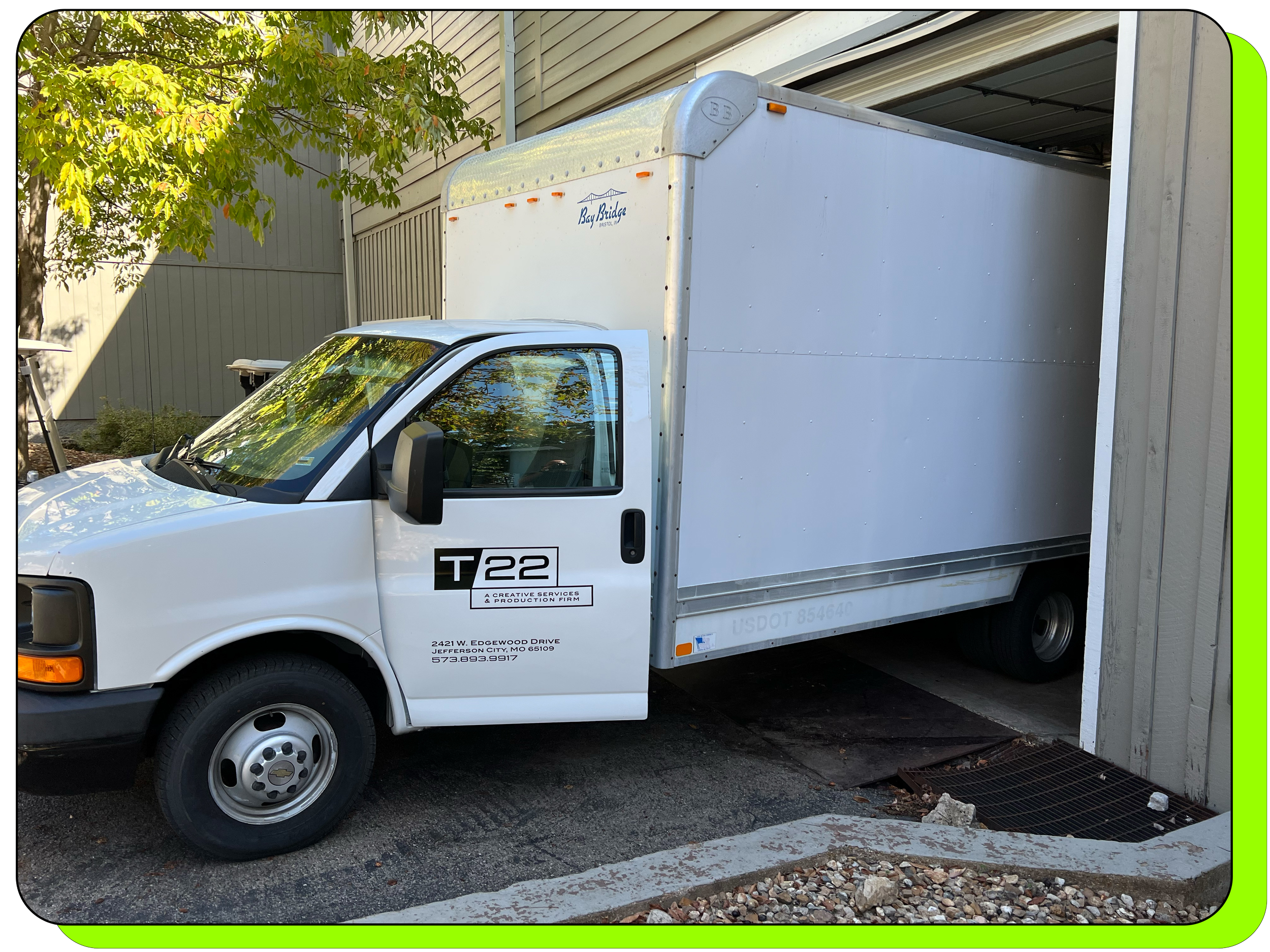 Audio visual truck unloading equipment at a hotel resort