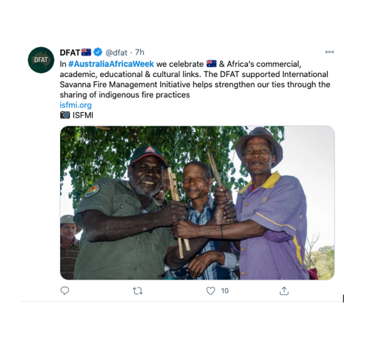 DFAT tweets on the achievements of the ISFMI in Africa during Australia Africa Week