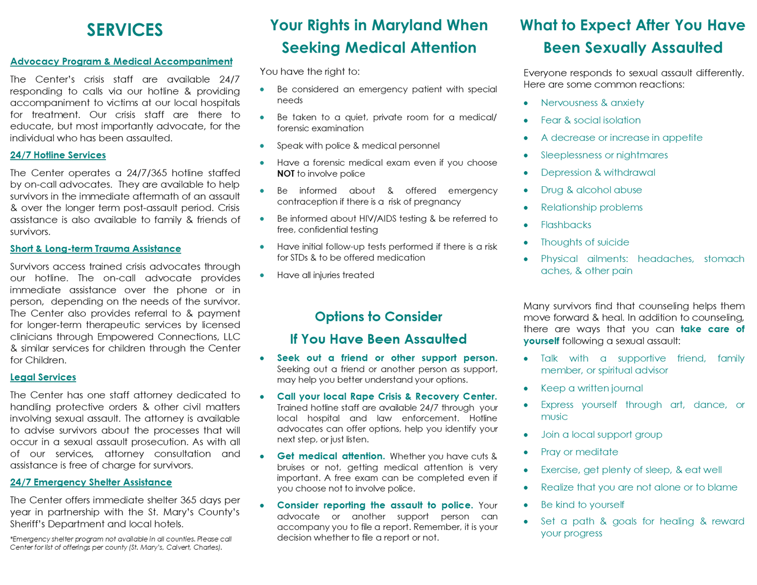 Rape Crisis Center — The Southern Maryland Center for Family Advocacy