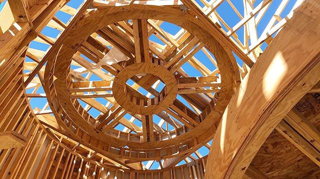 Caught some beautiful blue sky through this well framed ceiling treatment. #houstoncustomhomes #structuralengineering
