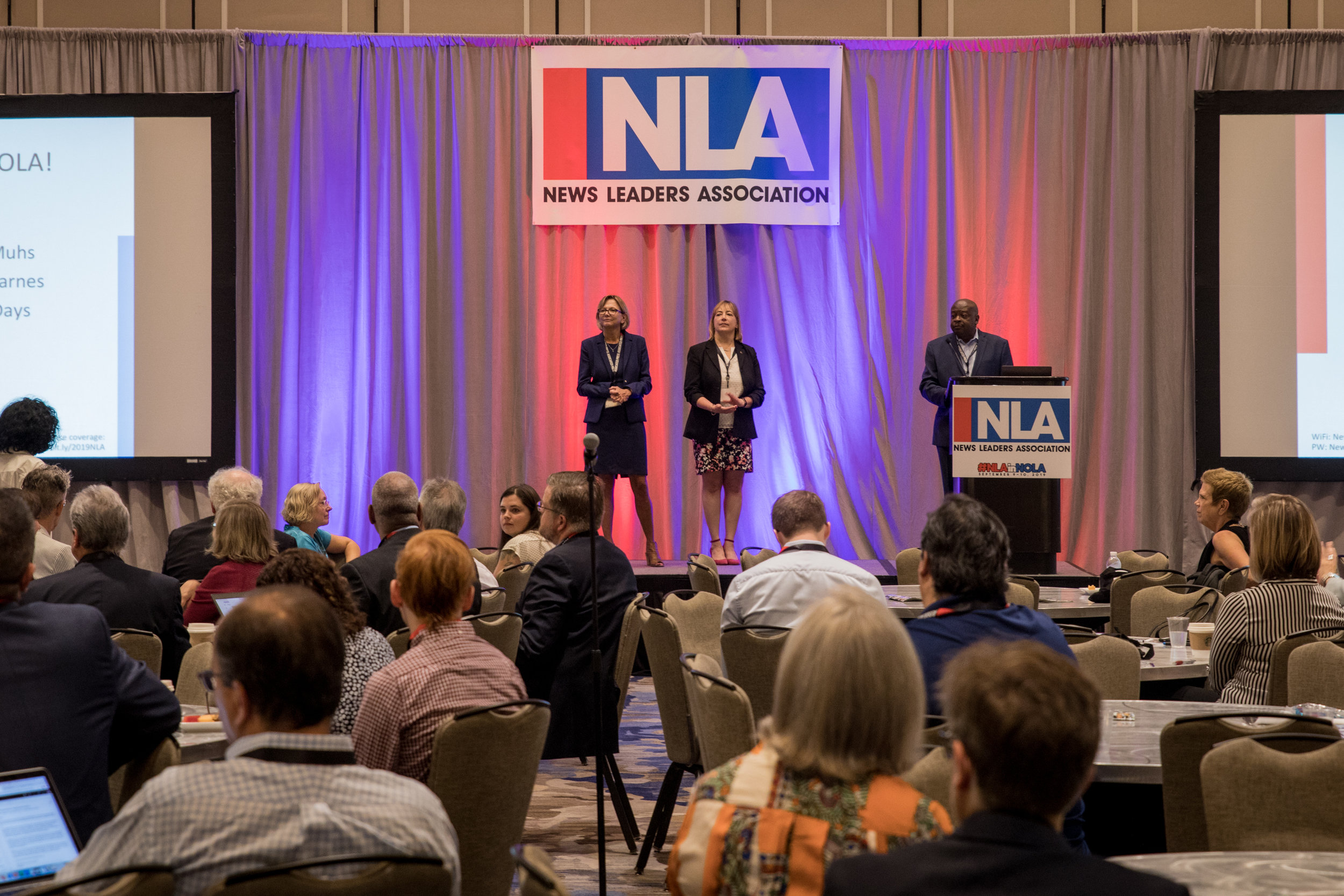  Nancy Barnes, Angie Muhs and Michael Days speak at the NLA Conference Opening.  Photo Courtesy: Eric Pritchett  