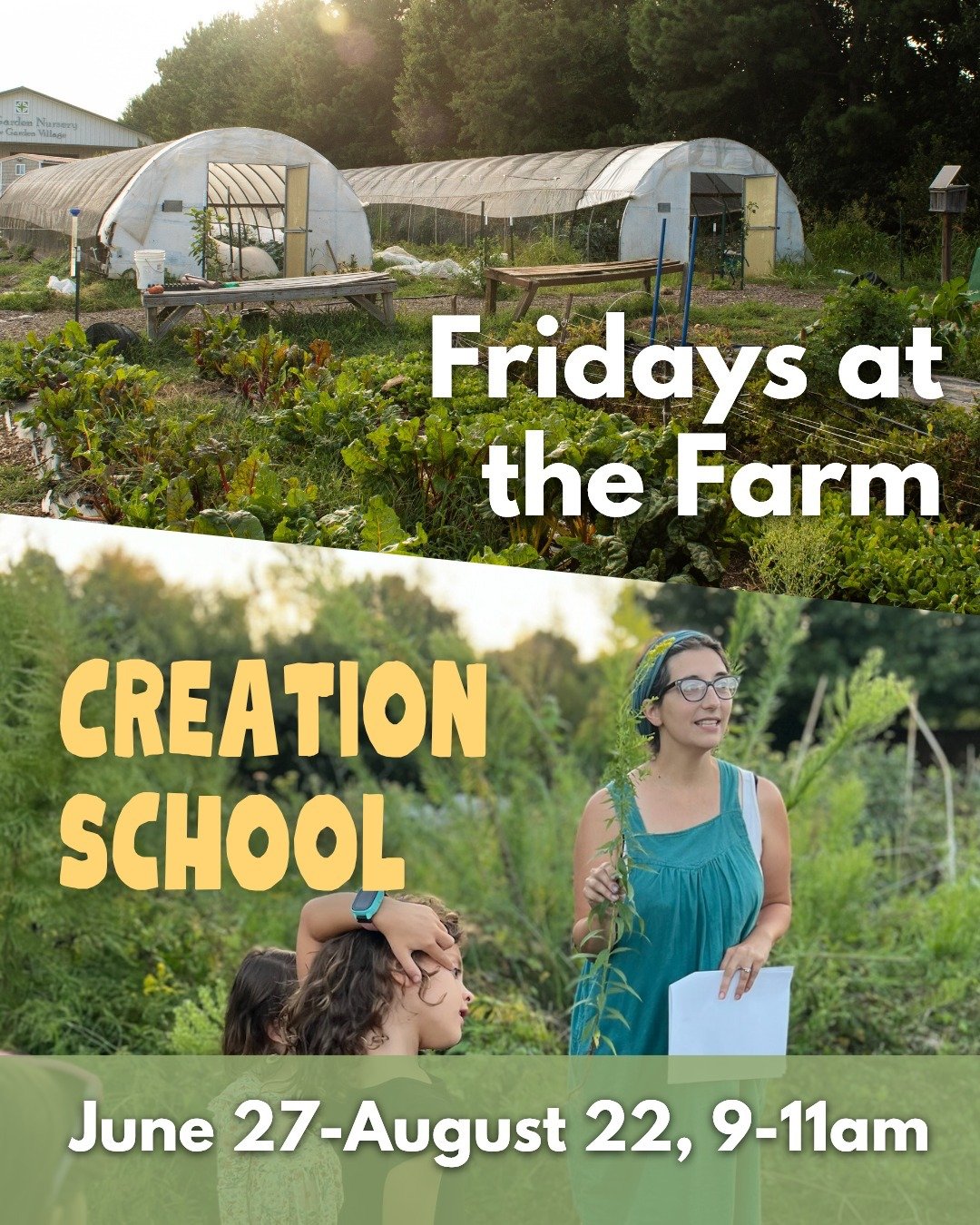 #1 most asked question: "Your church has a... farm?" YES we do!
This summer, come spend your Fridays at the Farm! Starting this week on Friday mornings, volunteers will work alongside our New Garden Farm team and Farm to Flourish interns,