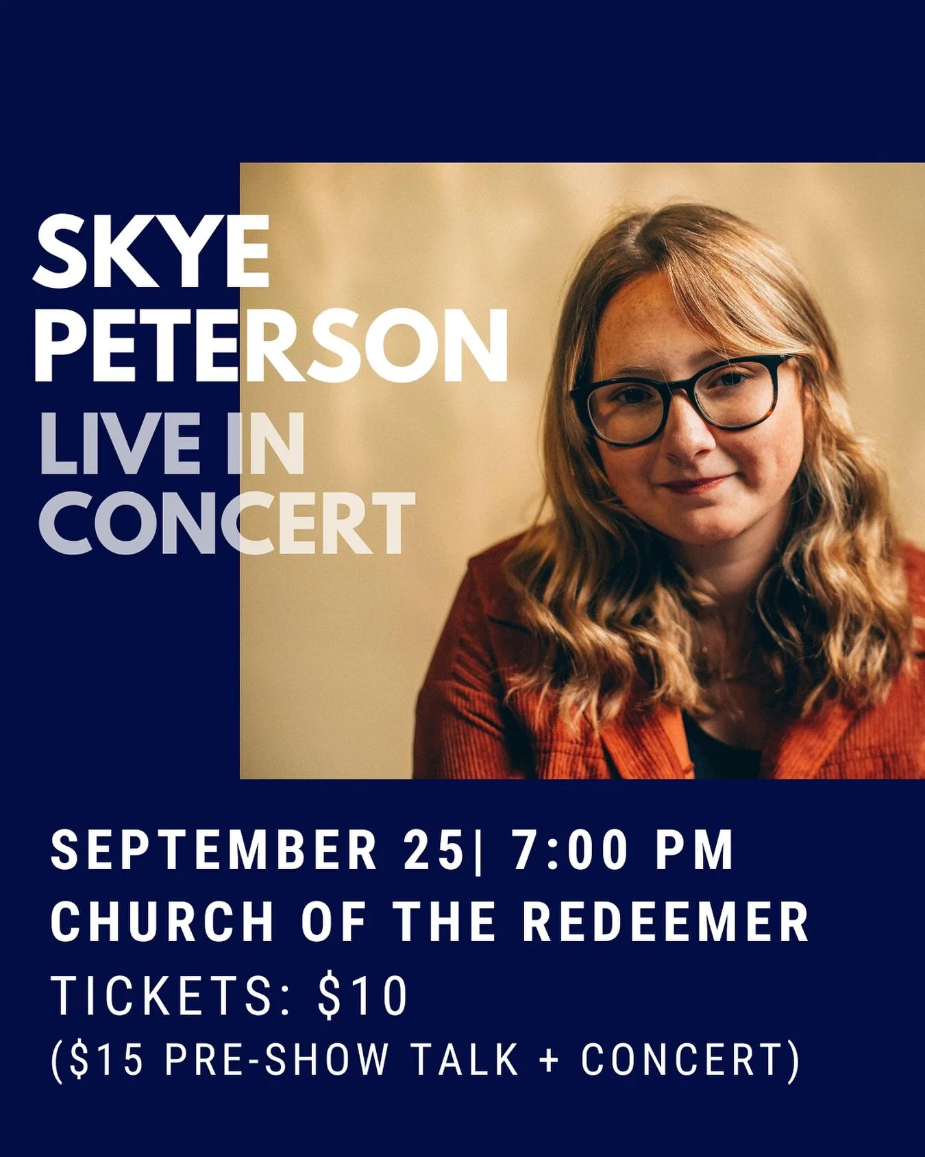 We’re excited to host singer-songwriter @skyepetersonmusic for a LIVE CONCERT next Thursday, September 25th in our beautiful Greenhouse space! Concert starts at 7pm with an optional Pre-Show Talk (w/light refreshments) at 6:15 which can be adde