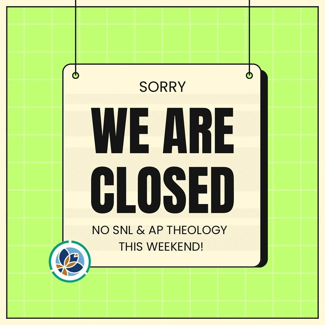 Reminder: No SNL or AP Theology this weekend. 😔

But don&rsquo;t worry! We have some exciting stuff to share soon! New series, maybe a guest speaker, maybe new merch???? 👕 Plus all new prizes for our challenges. 👊 

Don&rsquo;t forget to sign up f
