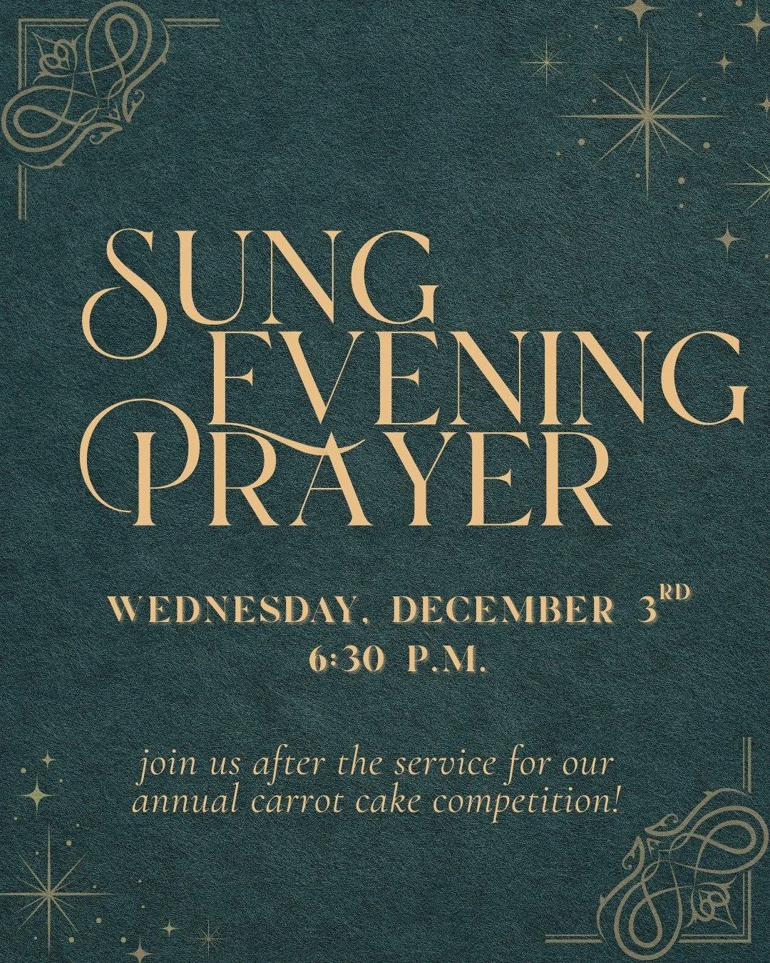 As we begin this first week of Advent, we hope you'll join us on Wednesday, December 3rd at 6:30pm for our service of Sung Evening Prayer. Through music, scripture readings, and prayers, this service invites a slowing down amidst the hurriedness arou