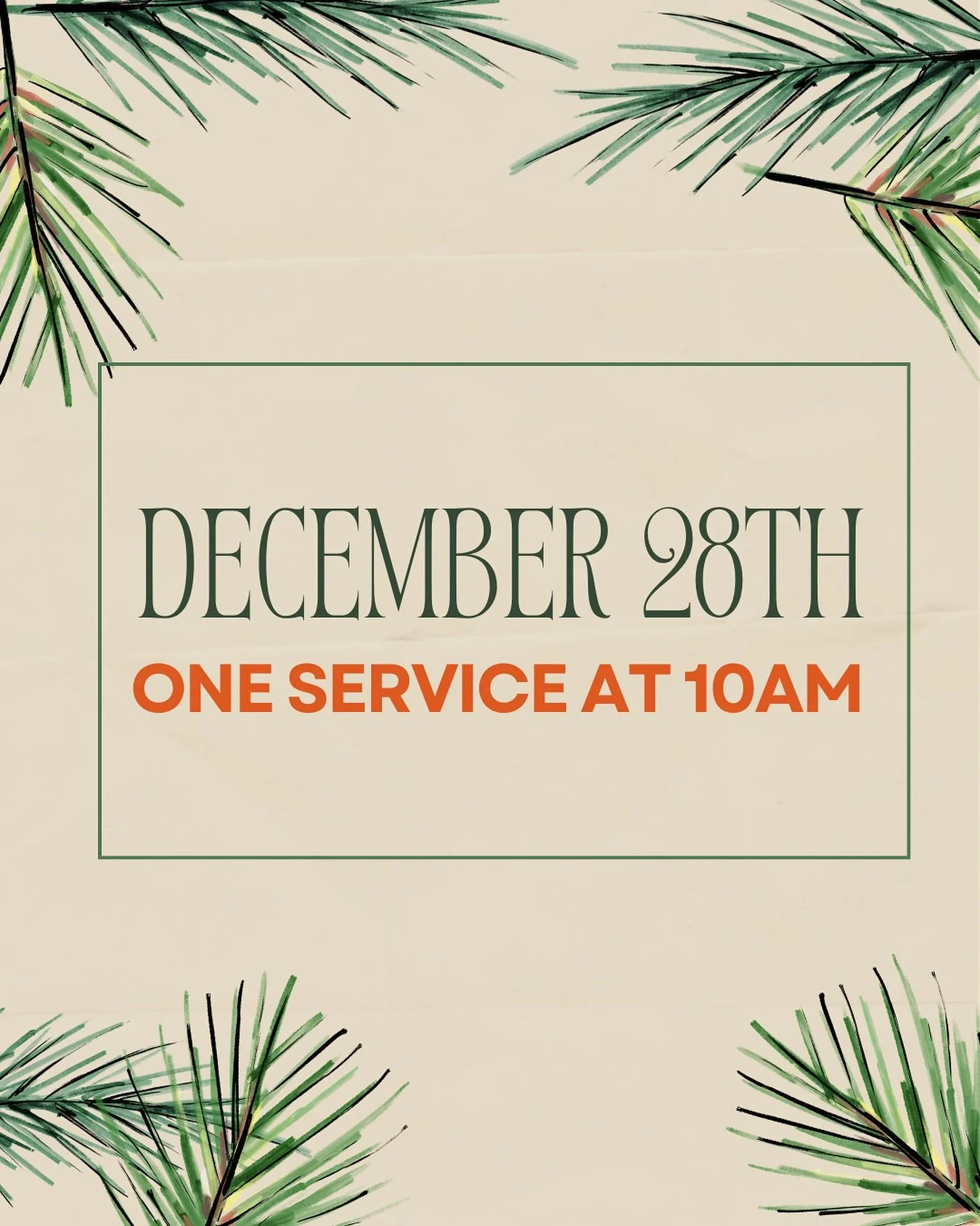 This Sunday, December 28th we are having one combined service at 10am!