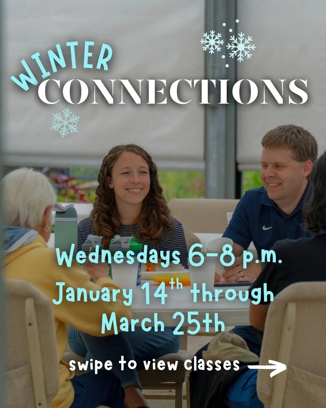 Winter Connections begins this Wednesday, January 14th!
Connections is a time for gathering as a community on Wednesday evenings to share in a meal &amp; then split off into a variety of classes (swipe through to see what we're offering this winter).