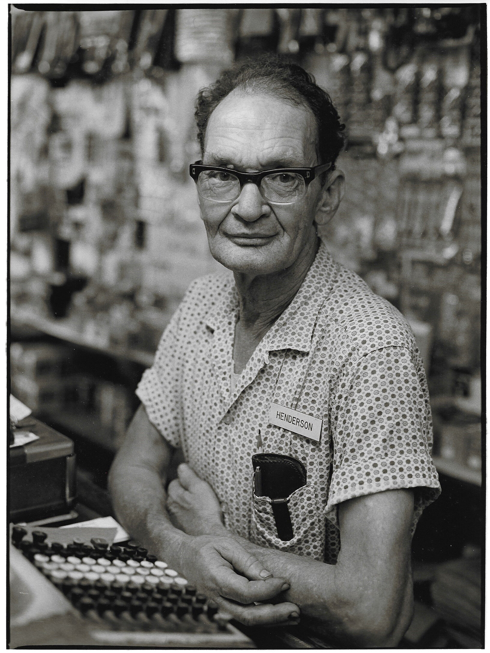   Mr. Scrap Henderson Inside Red Long's Bait &amp; Tackle Shop, Bainbridge, GA,  1980   Gelatin silver print 9 1/2 x 7 1/8 in. (image size) The Do Good Fund, Inc., 2020-054 