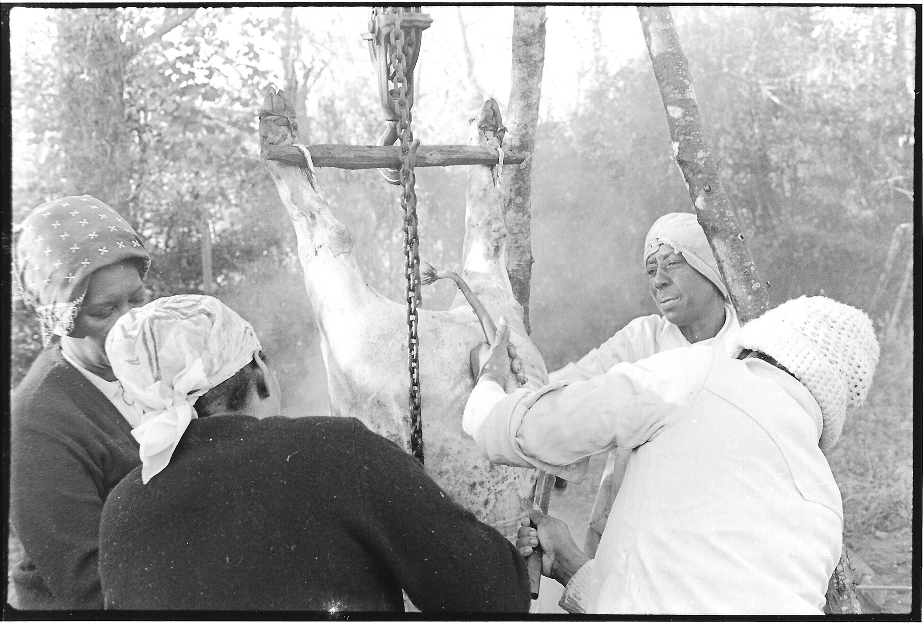   Cleaning the Hog at Eunice and Eddie's Place, Climax, GA  Image: 1977/printed: 2020 Gelatin silver print 6 1⁄2 x 9 3⁄4 in. (image size) The Do Good Fund, Inc., 2020-062 