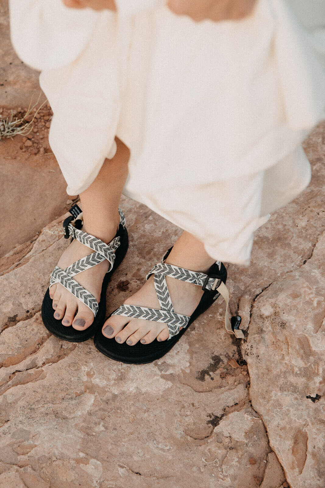  Bride wears Chaco sandals for Utah elopement wedding 