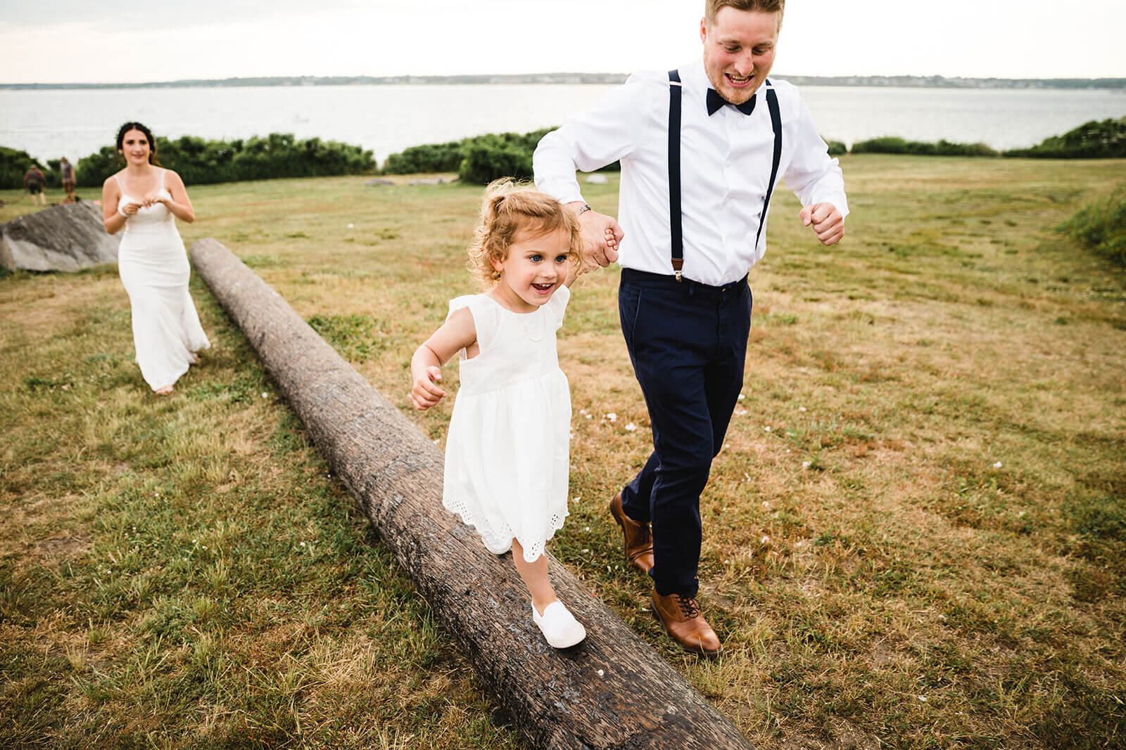  Daughter excited about her parents elopement during Rhode Island elopement 