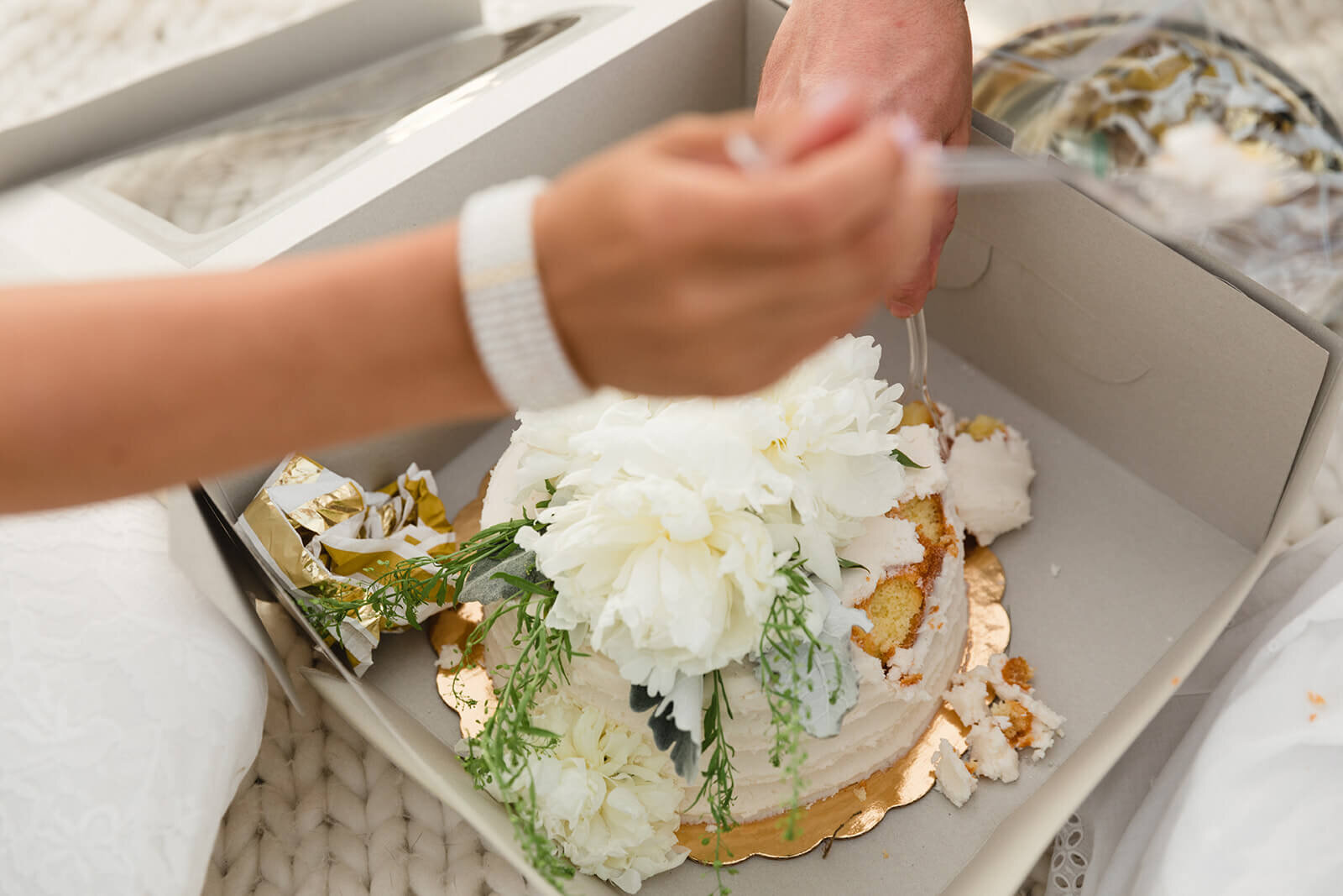  Cake during Rhode Island elopement 