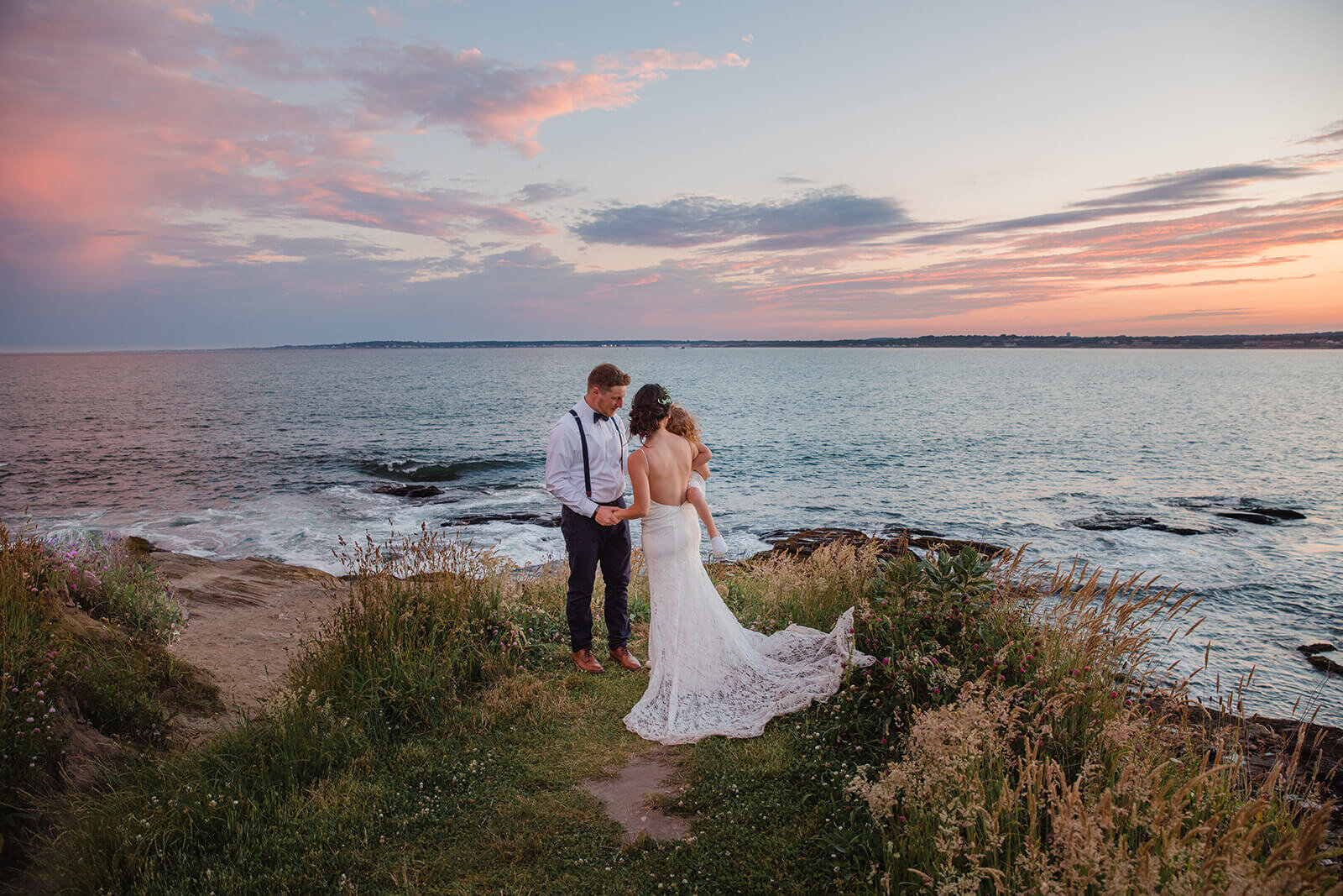  Couple elope at Beavertail Lighthouse in Rhode Island and involve their daughter in the day. 