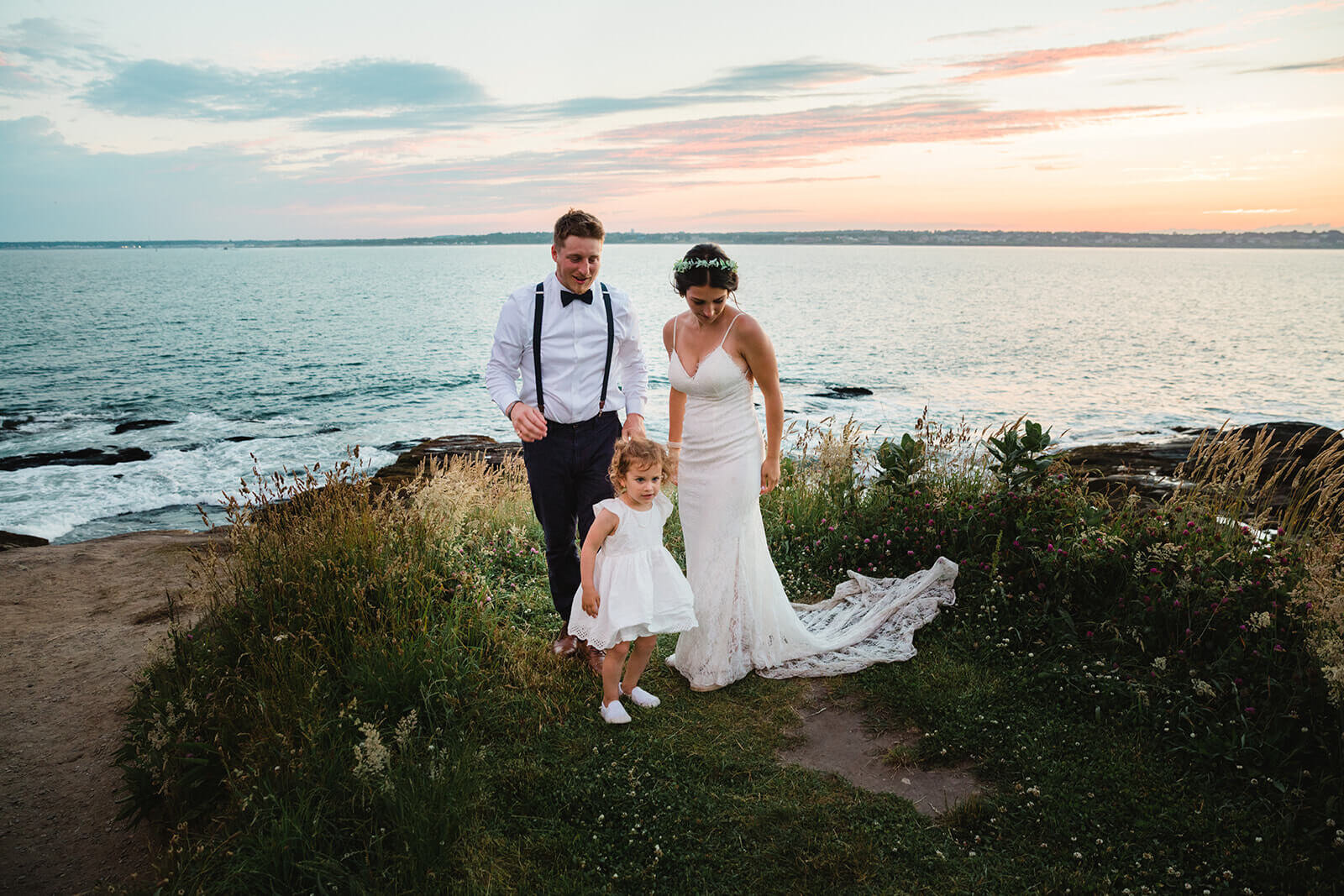  Couple elope at Beavertail Lighthouse in Rhode Island and involve their daughter in the day. 