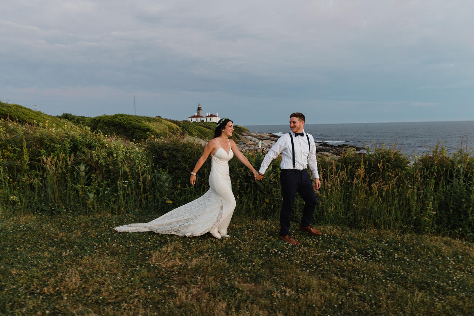  Couple elope at Beavertail Lighthouse in Rhode Island and involve their daughter in the day. 