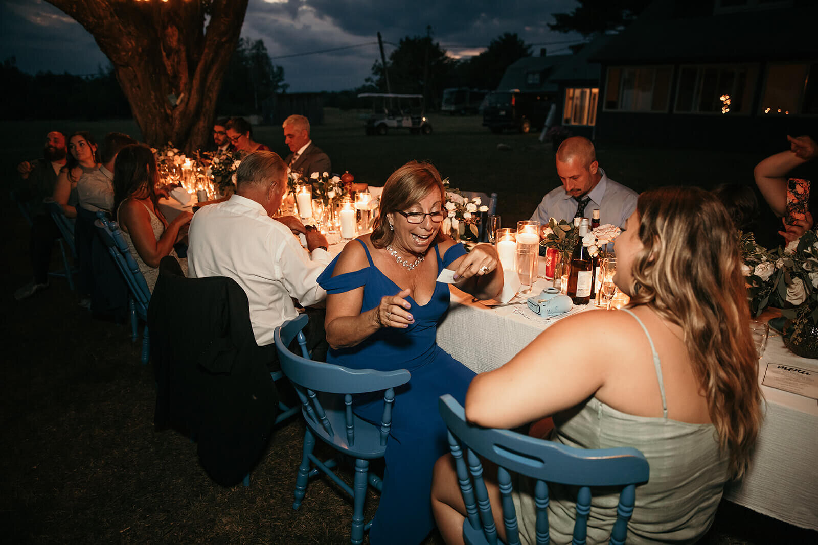  Mother of bride reacts to news that the couple is expecting! Small outdoor wedding venue at Grace on the Lake in Maine. 