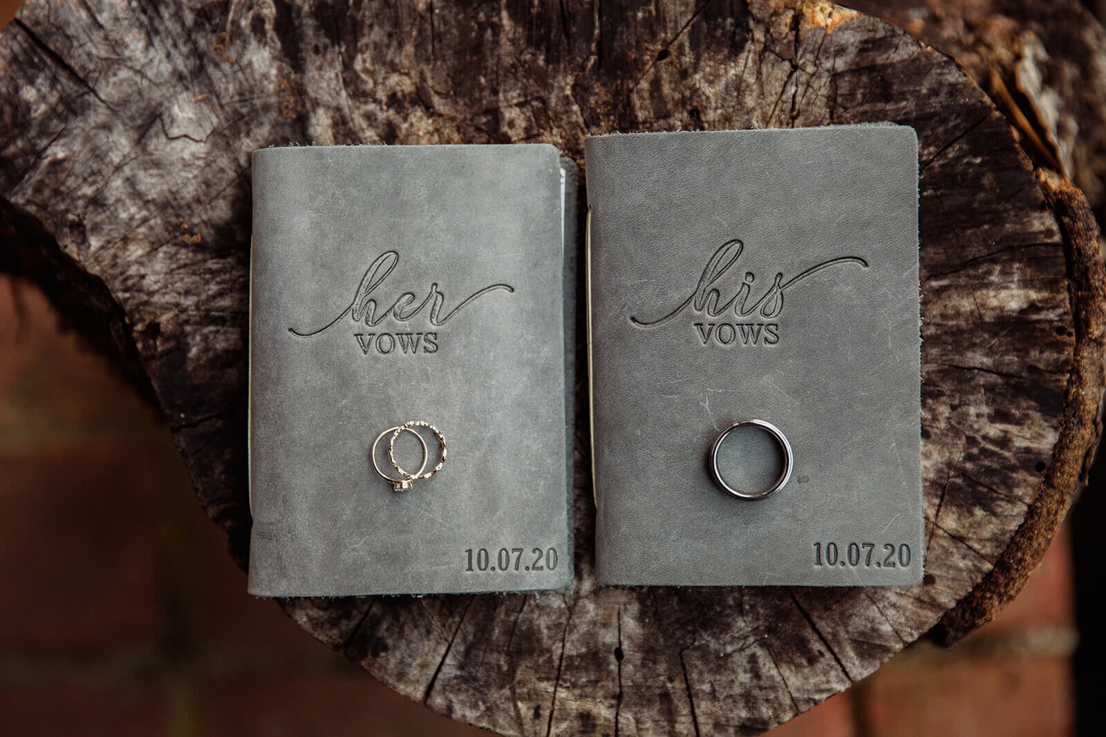  Details of rings and vow books for a Small outdoor wedding in the White Mountains, New Hampshire.  