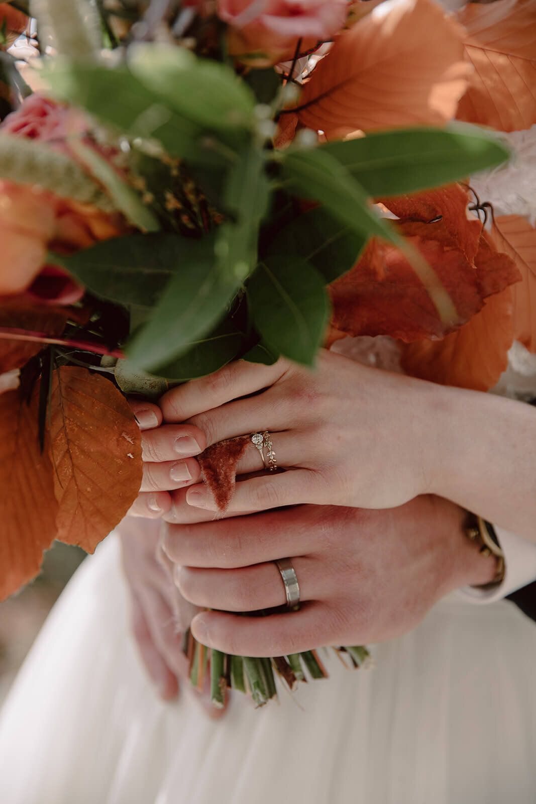  Rings and flowers during elopement in the White Mountains in New Hampshire. New Hampshire elopement 