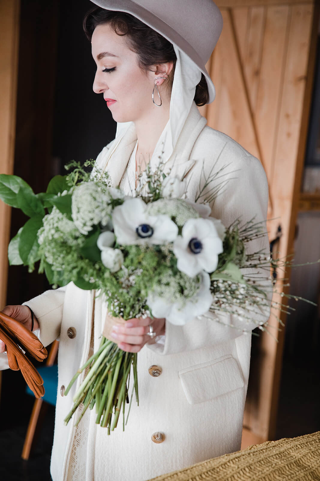  Stylish NYC couple elope late winter in the Finger Lakes region of Upstate NY. Bride’s bouquet 