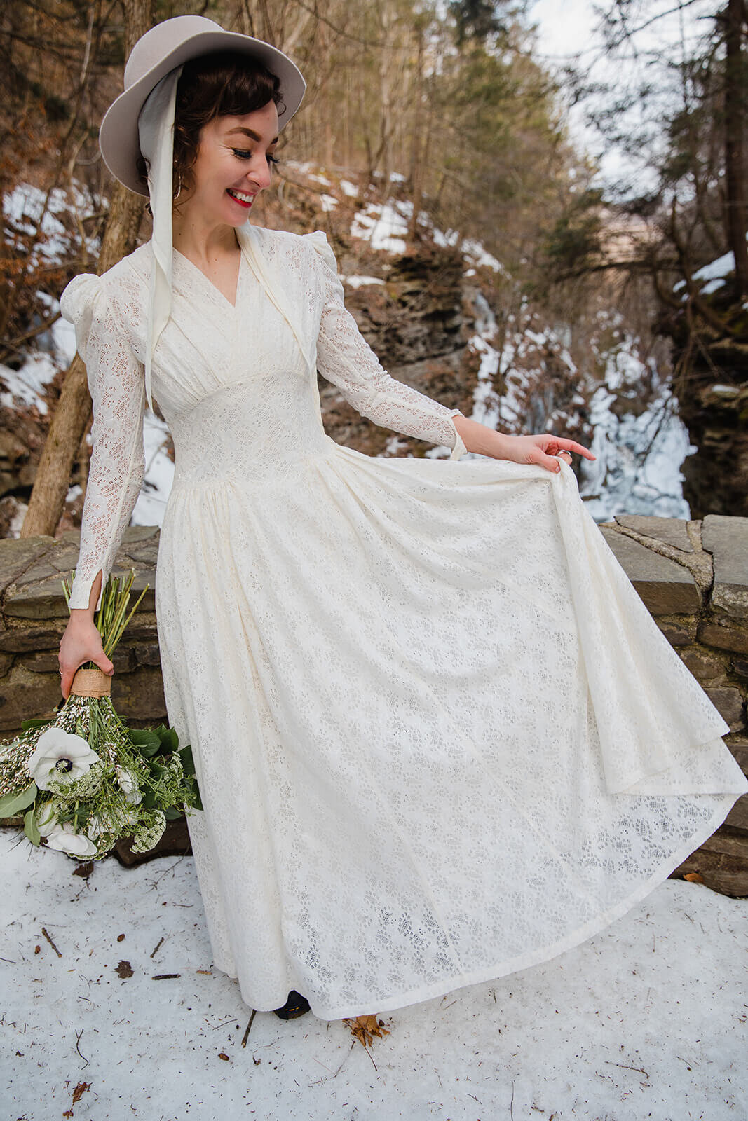  Stylish NYC couple elope late winter in the Finger Lakes region of Upstate NY.  