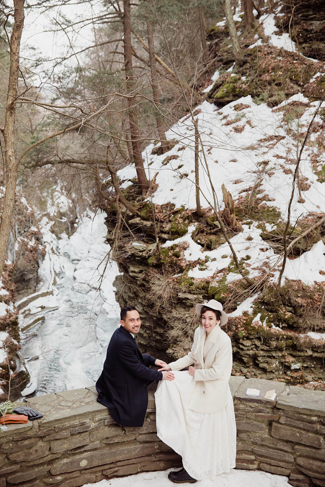  Stylish NYC couple elope late winter in the Finger Lakes region of Upstate NY.  