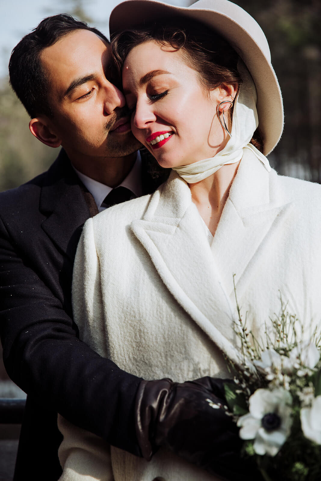  Stylish NYC couple elope late winter in the Finger Lakes region of Upstate NY.  
