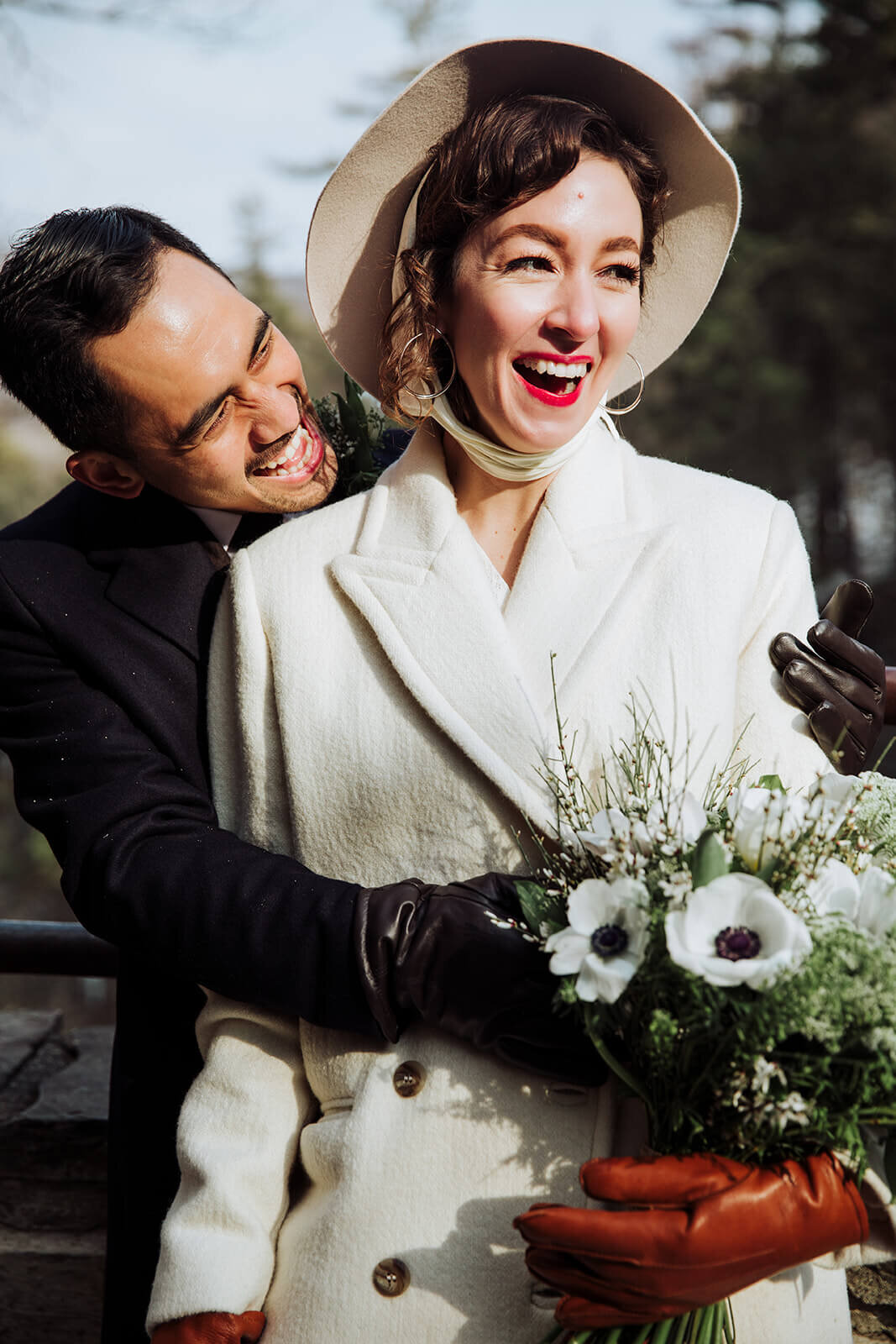  Stylish NYC couple elope late winter in the Finger Lakes region of Upstate NY.  