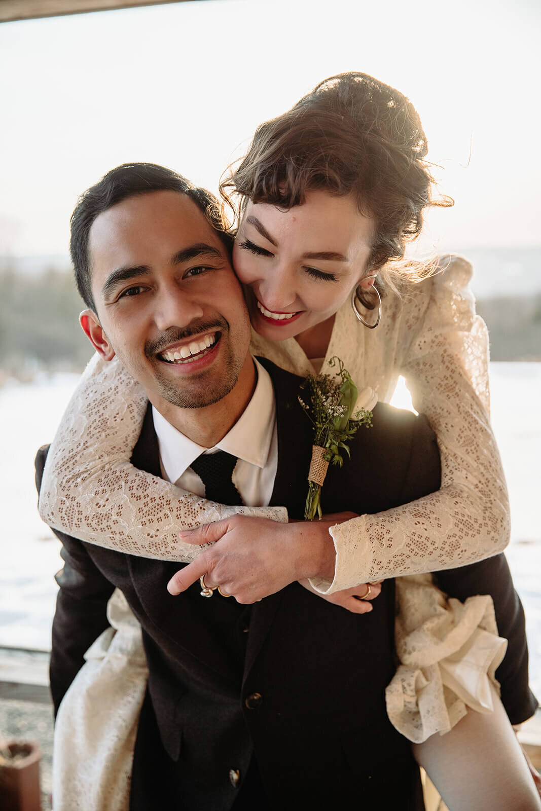  Stylish NYC couple elope late winter in the Finger Lakes region of Upstate NY.  