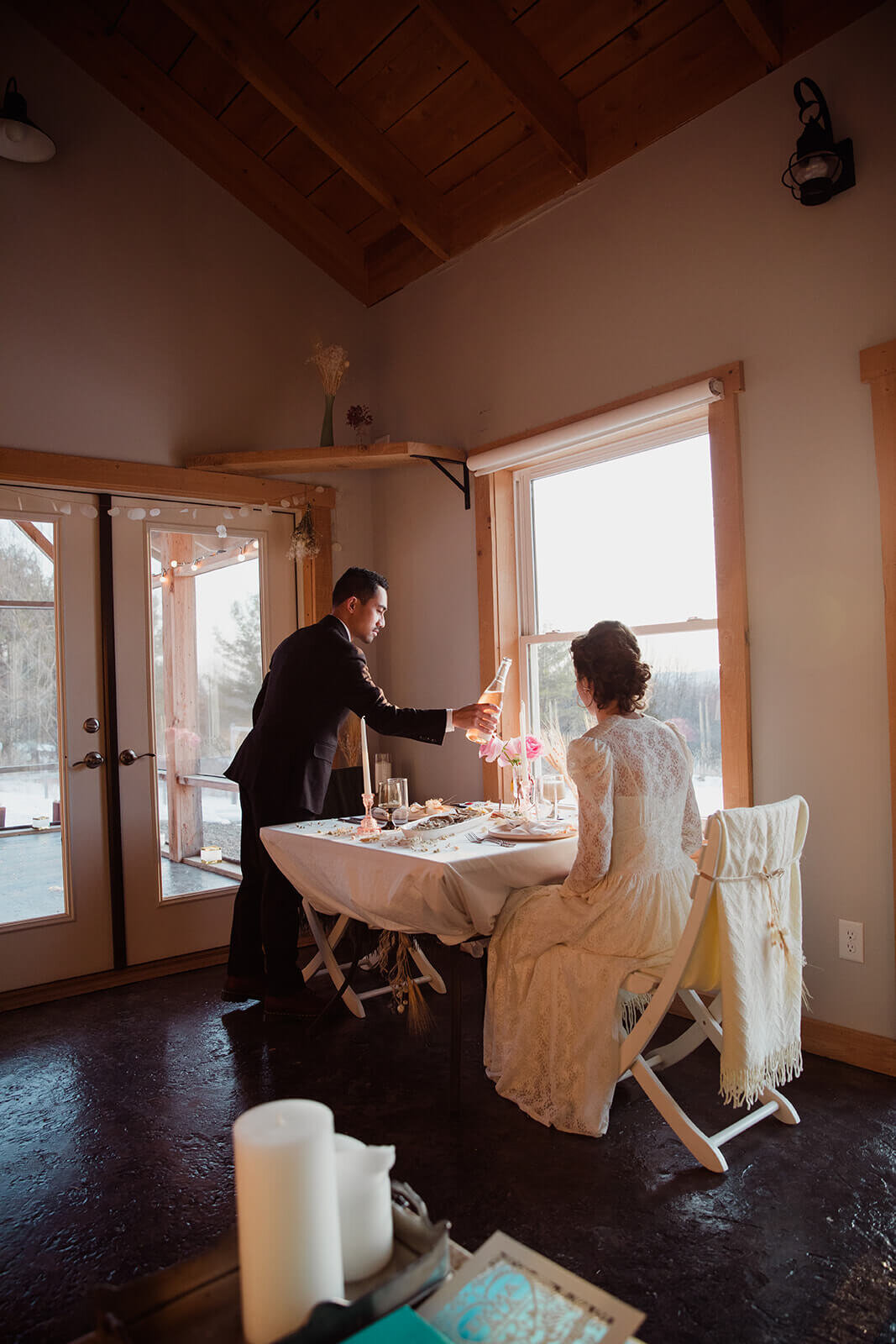  Stylish NYC couple elope late winter in the Finger Lakes region of Upstate NY.  