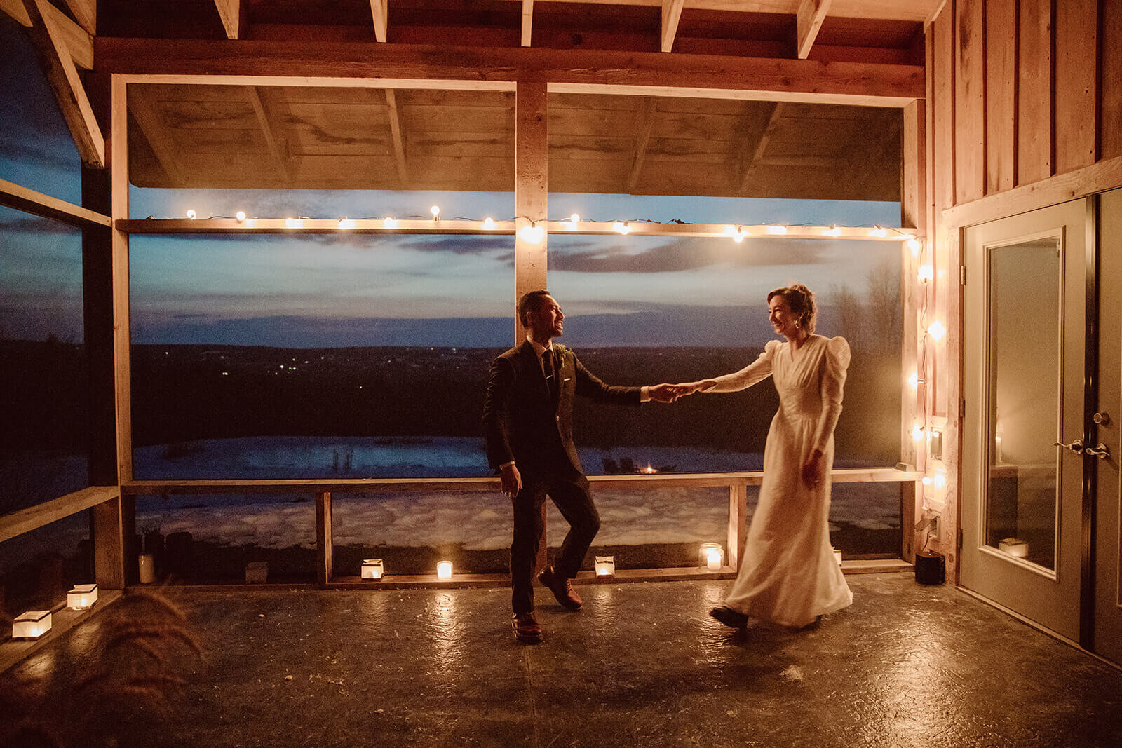  Stylish NYC couple elope late winter in the Finger Lakes region of Upstate NY. First dance 