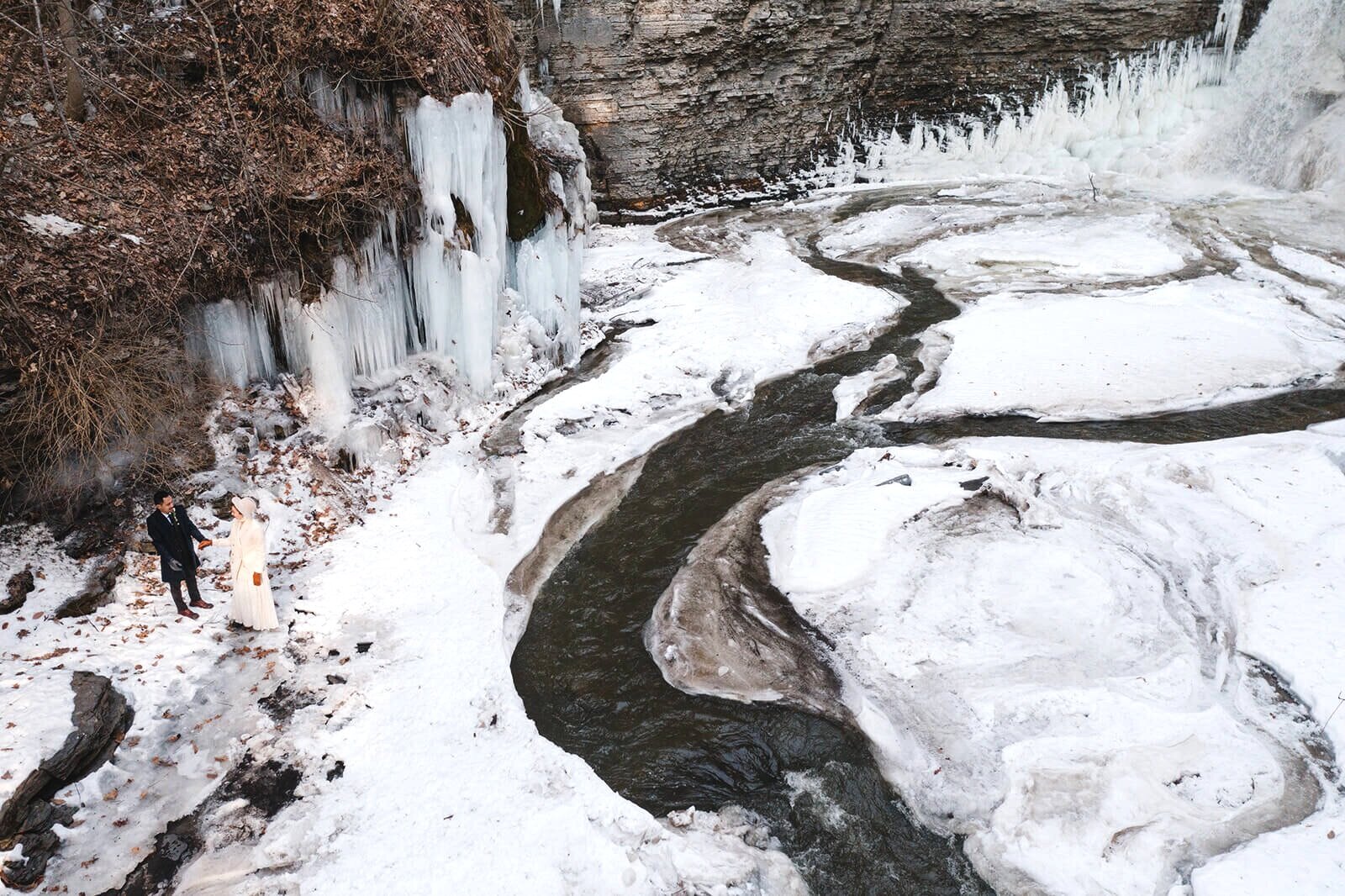  Stylish NYC couple elope late winter in the Finger Lakes region of Upstate NY.  