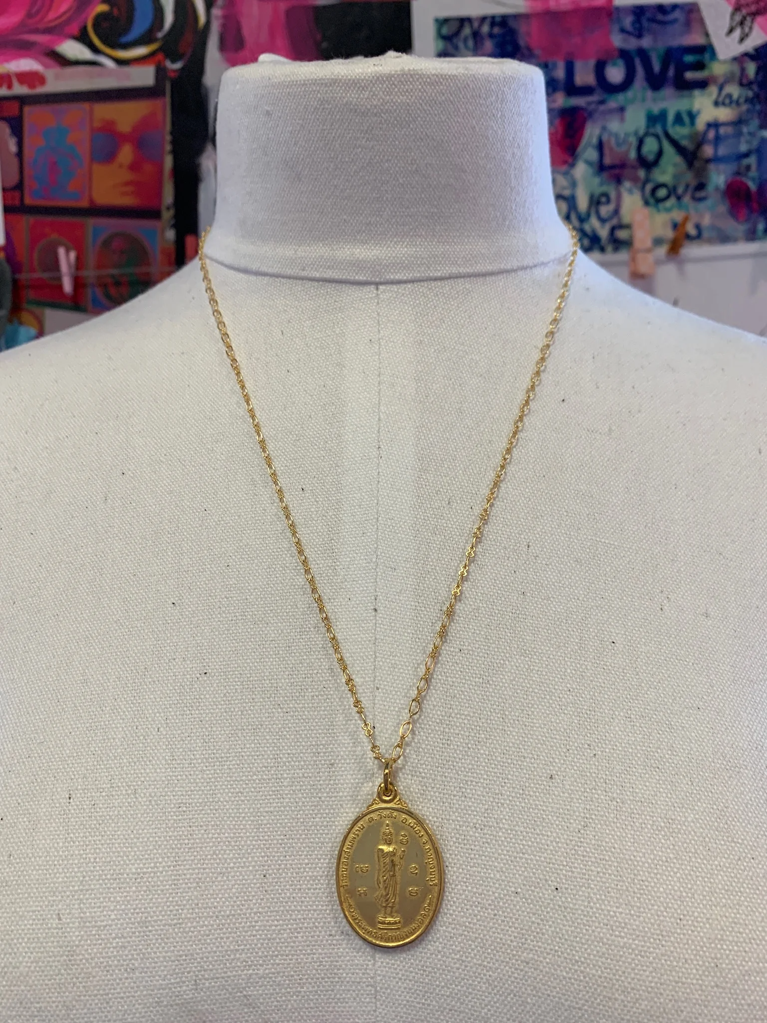 Oval  Brass Buddha Necklace